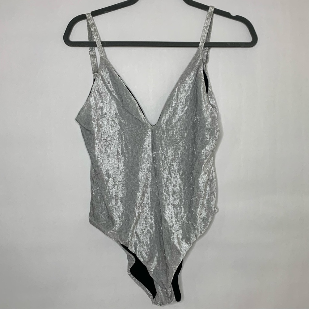 Leith Grey bodysuit velvet like feel to it